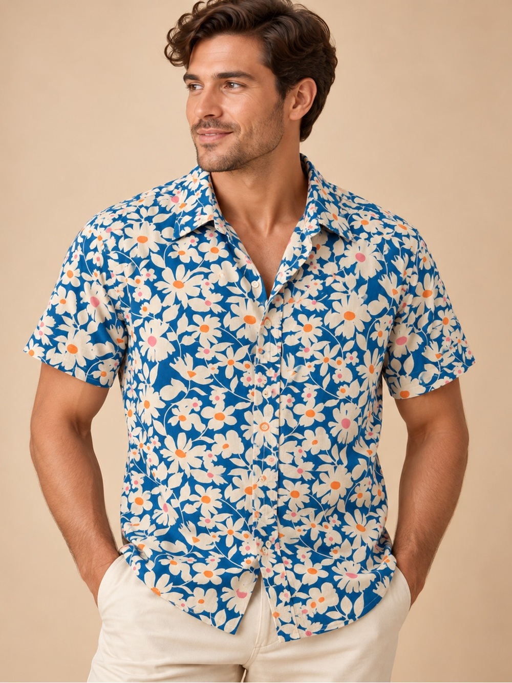 J.Crew Flex Washed Slim Fit Blue Floral Shirt Men’s M